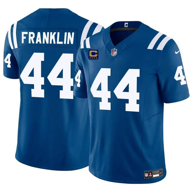 Men's Indianapolis Colts #44 Zaire Franklin Blue 2024 F.U.S.E. With 4-Star C Patch Vapor Limited Football Stitched Jersey